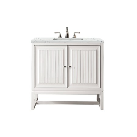 James Martin Vanities Athens 36in Single Vanity, Glossy White w/ 3 CM Ethereal Noctis Top E645-V36-GW-3ENC